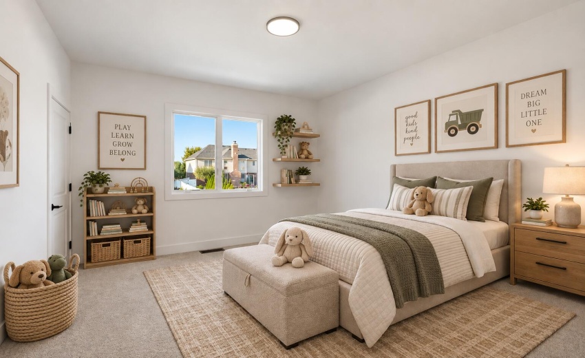 Staged childrens room