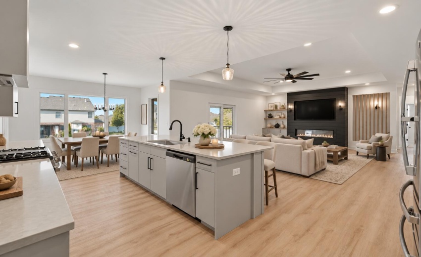 Staged Livingroom Kitchen area