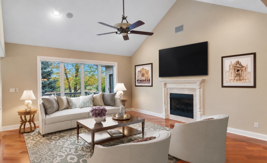 Centered TV with balanced framed art