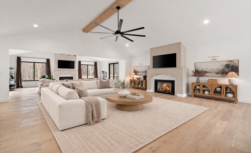 Elegant Ivory Living Room Staging