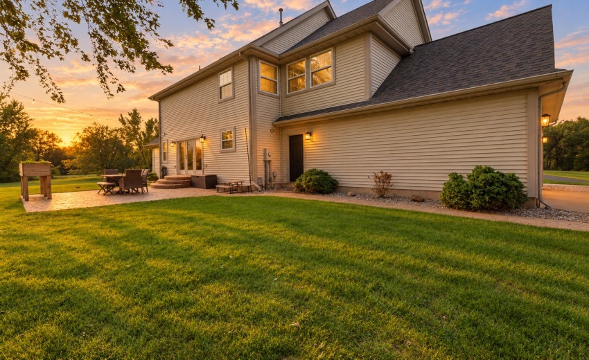 Elegant sunset on the backyard patio