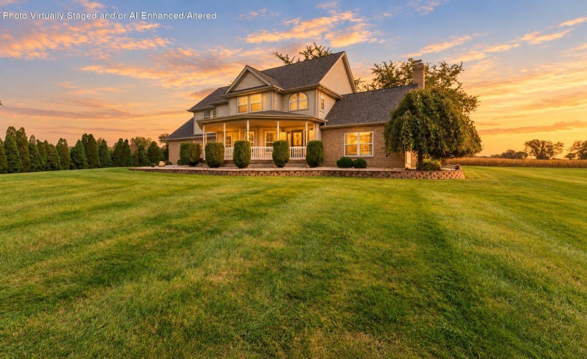 Cream-Sided Home in Golden Sunset