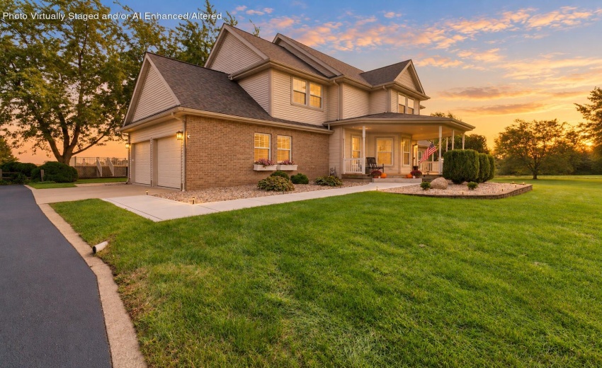 Elegant Estate Front at Sunset