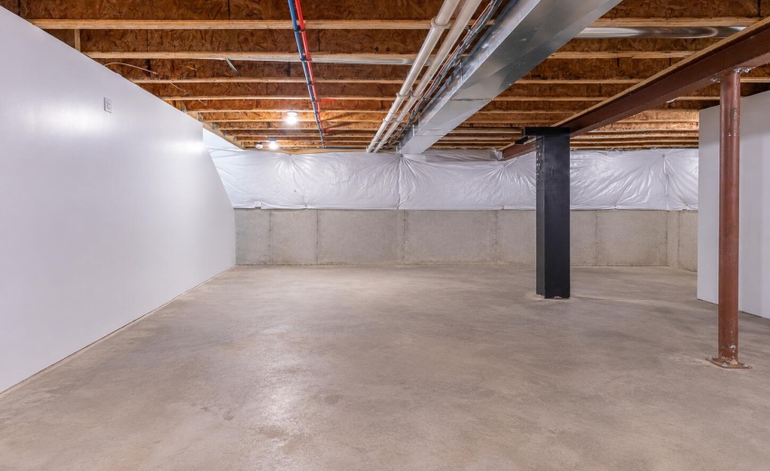 Bright Unfinished Basement Interior