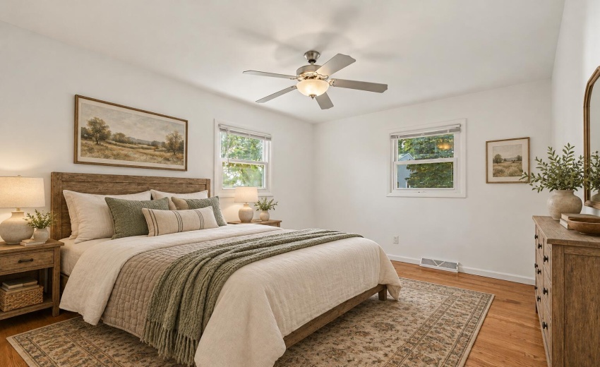Cozy rustic farmhouse bedroom