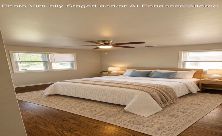 Neutral Bedroom Staged with Oak Bed