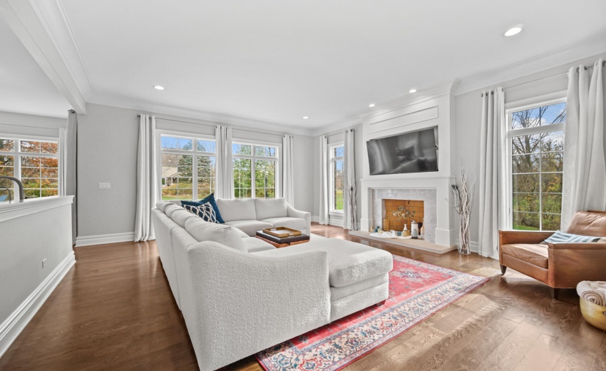 Spacious Living Room with Fireplace