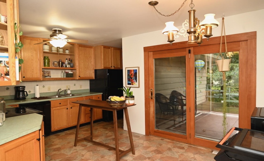 Kitchen with access to deck