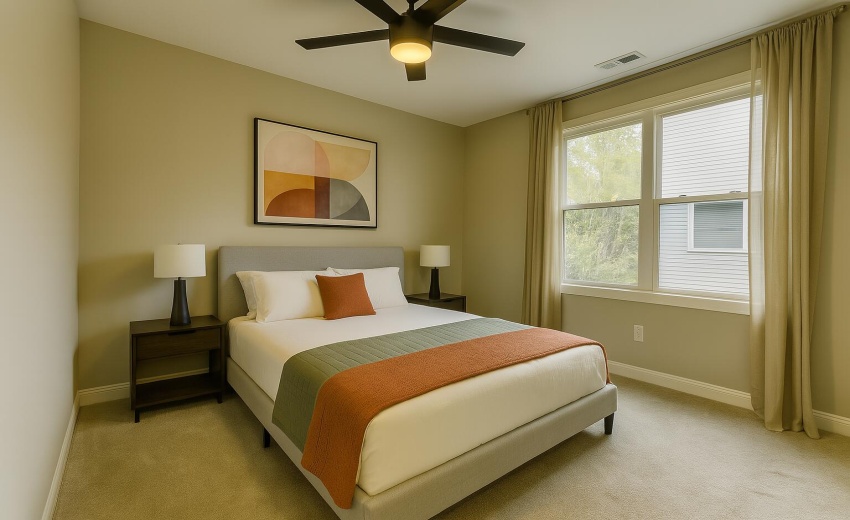 Virtually staged main floor bedroom