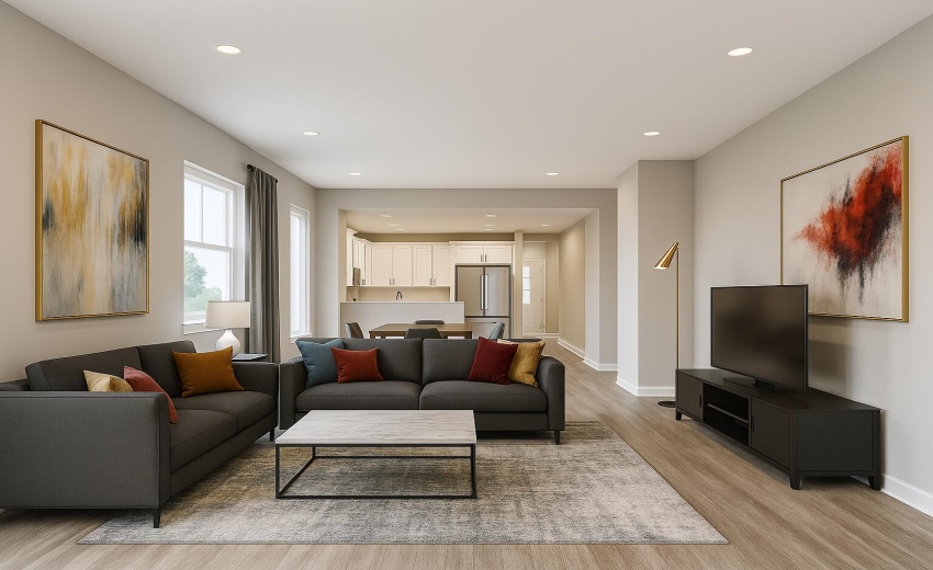 Virtually staged living room