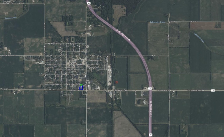 Overhead city location