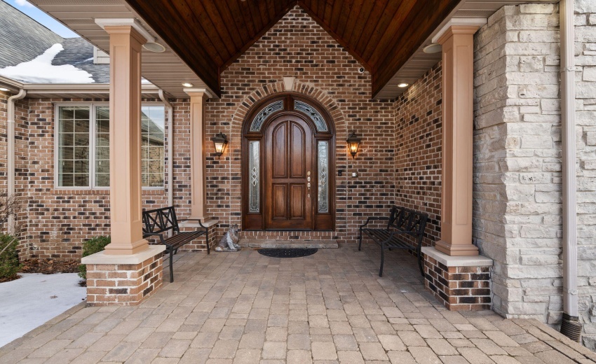 Covered Front Paver Patio Entrance
