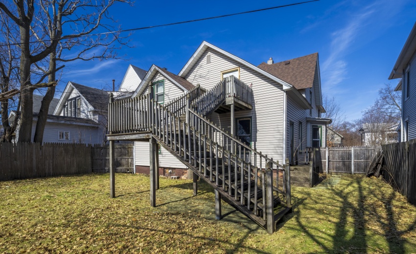 Rear stairs for upper unit