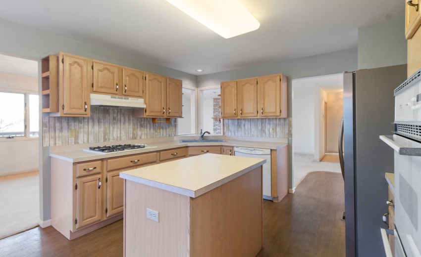 Kitchen Island with Electric Outlet.