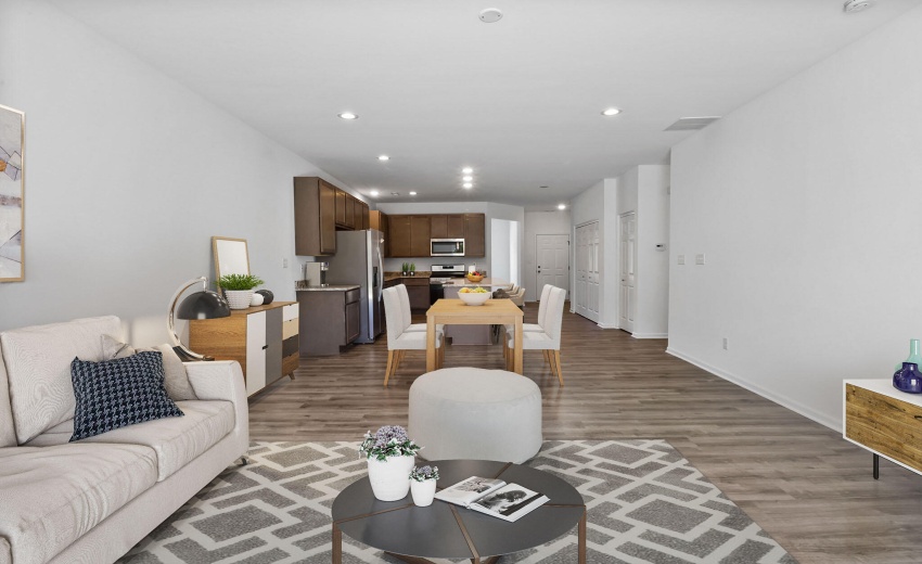 Camelia_ staged great room from back doo