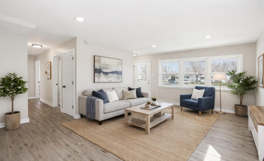 Modern living room with cozy accents