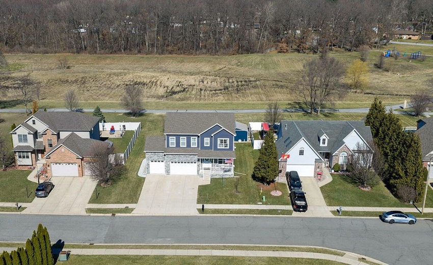 drone street v iew with trail n playgrou