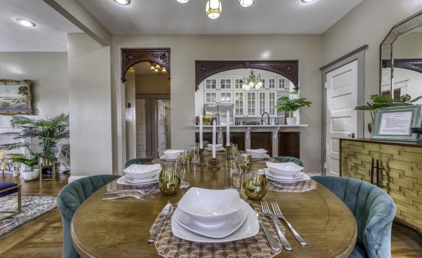 Dining room into kitchen view