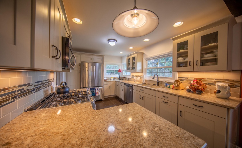 Kitchen with windows