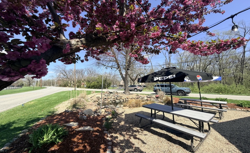 Cafe Lights Over Seating Area