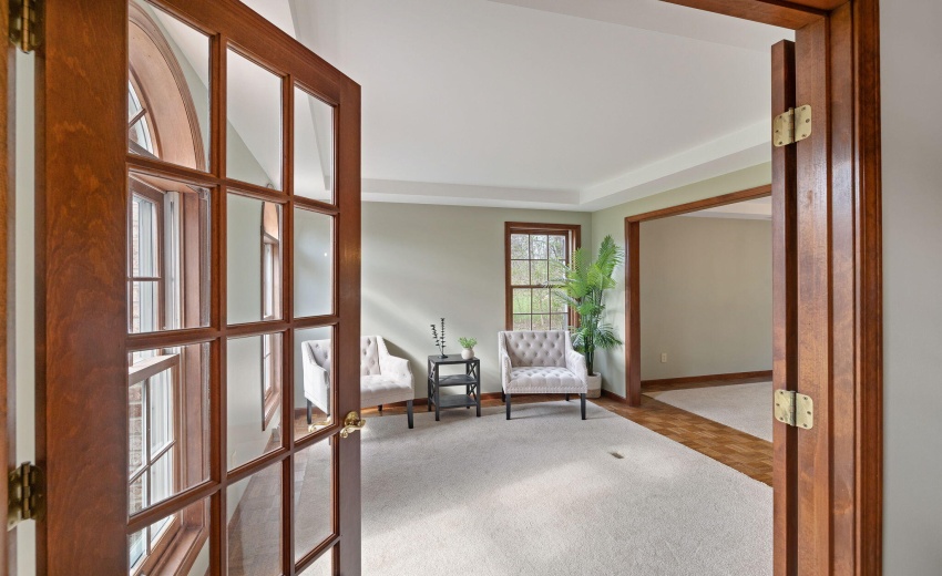 Living room with french doors