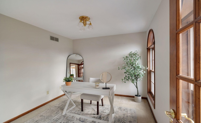 Main floor office with french door