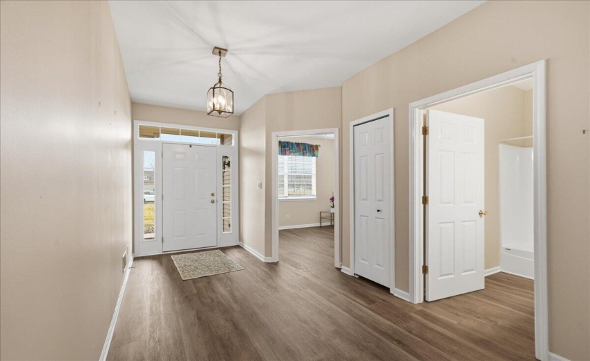 view from living room to front door