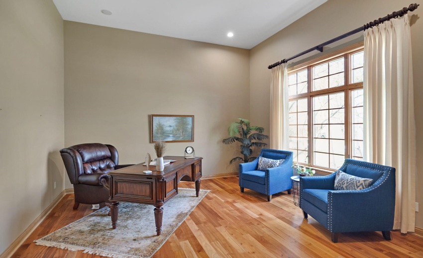 Living room with hardwood