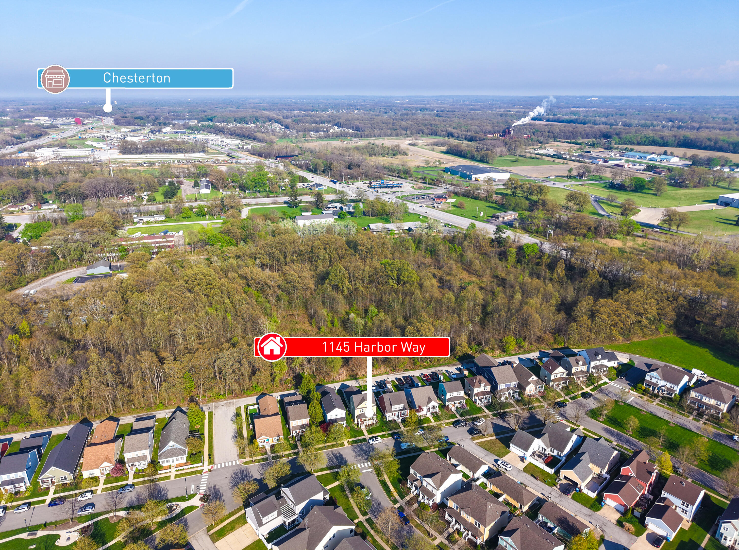 10 minute drive to downtown Chesterton