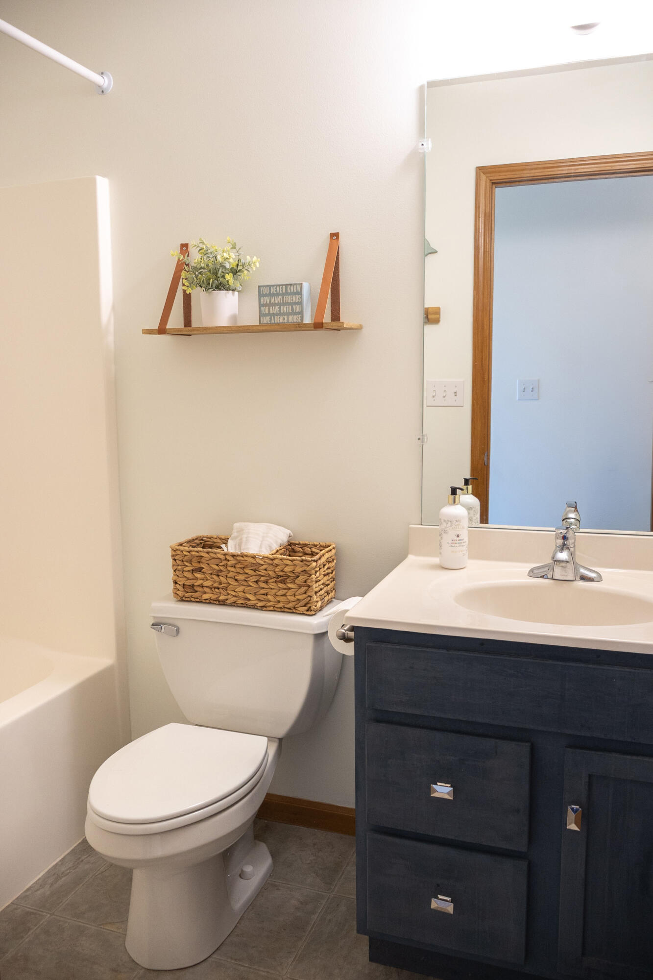 Hall Bathrm w/coastal blue vanity