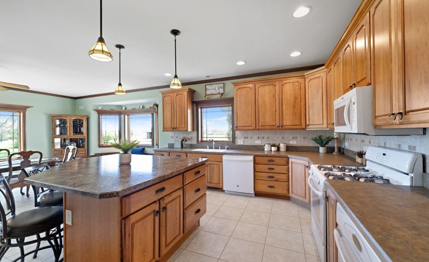 Kitchen with hickory cabinets