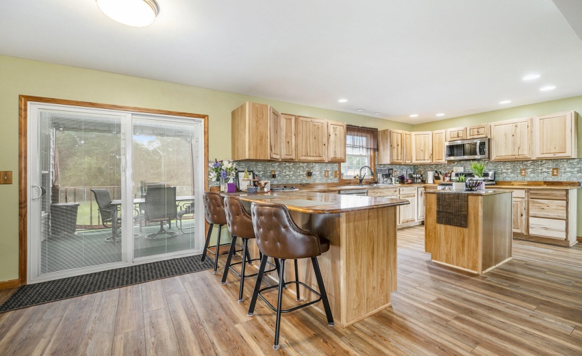 Kitchen & View to covered back porch
