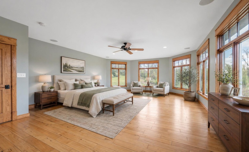 Virtually staged primary bed