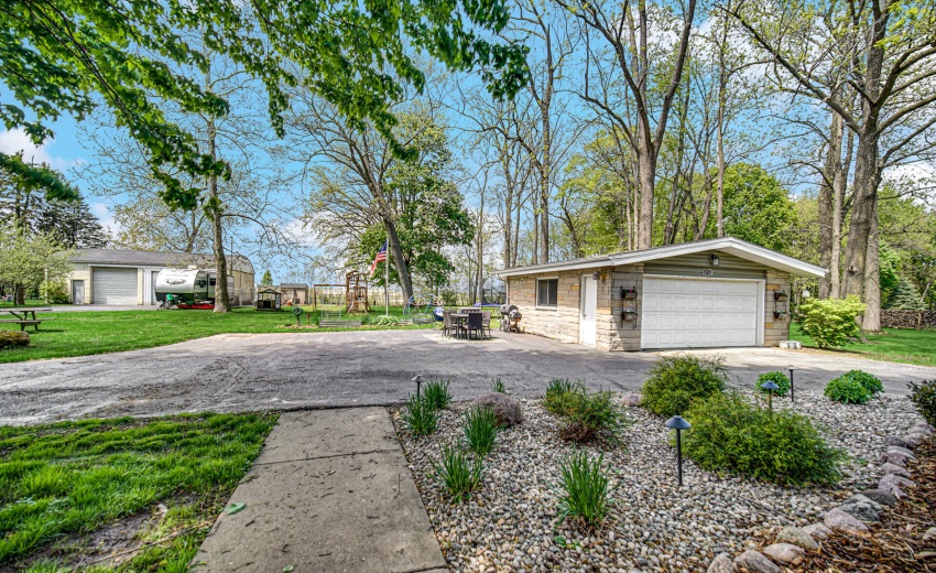 Garage and yard