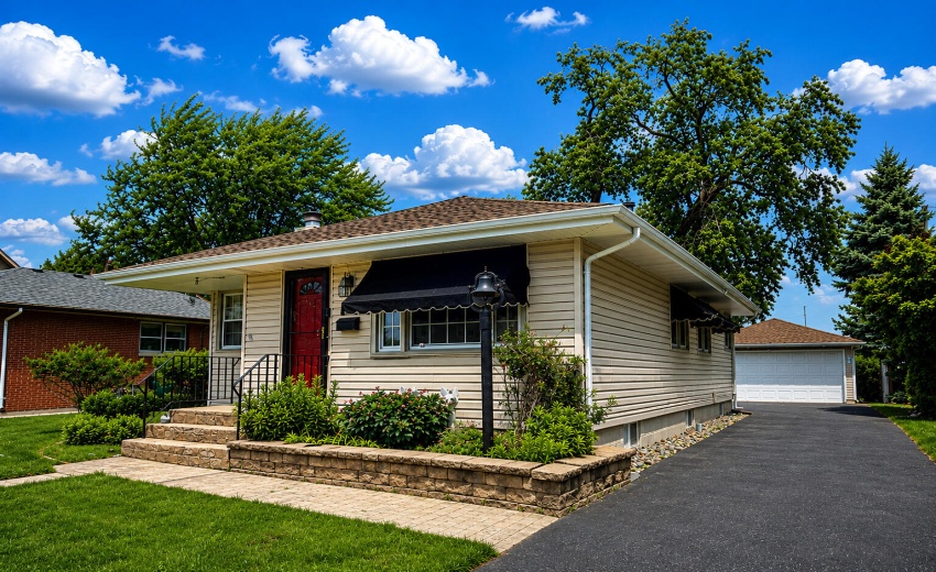 front with side driveway