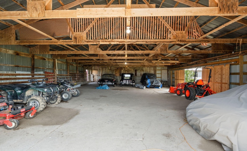 Storage behind dairy barn