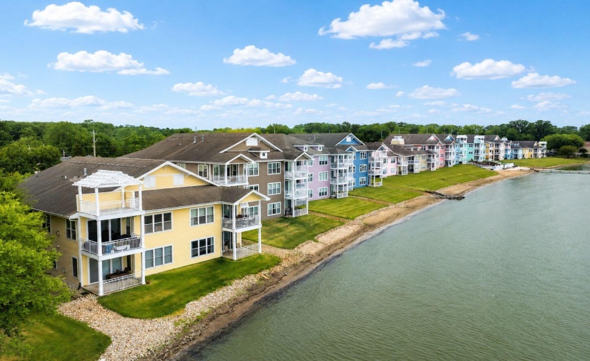 condo exterior all buildings and lake
