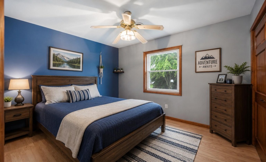 Virtually staged bedroom