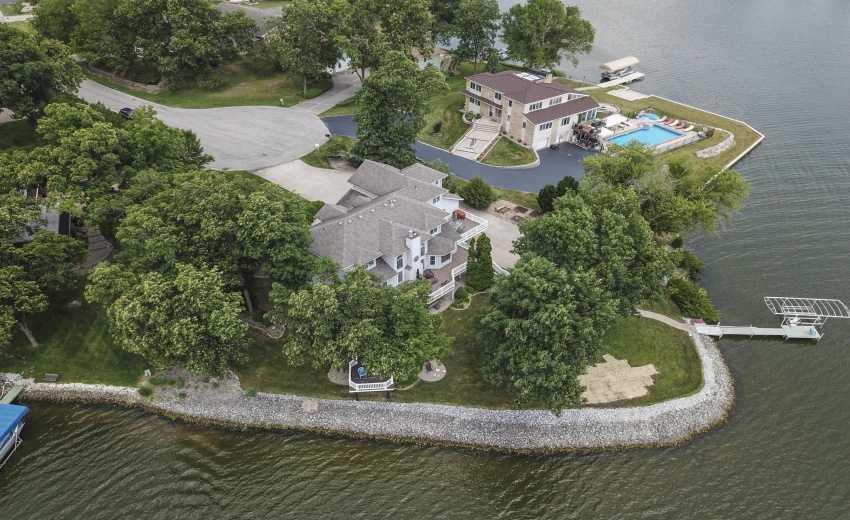 Aerial Full Lakefront Property