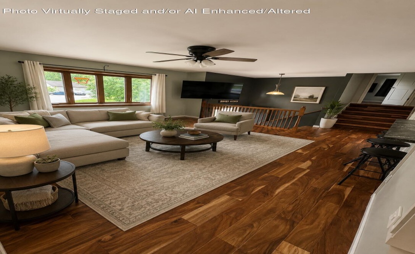 Staged living room 406 Northfield