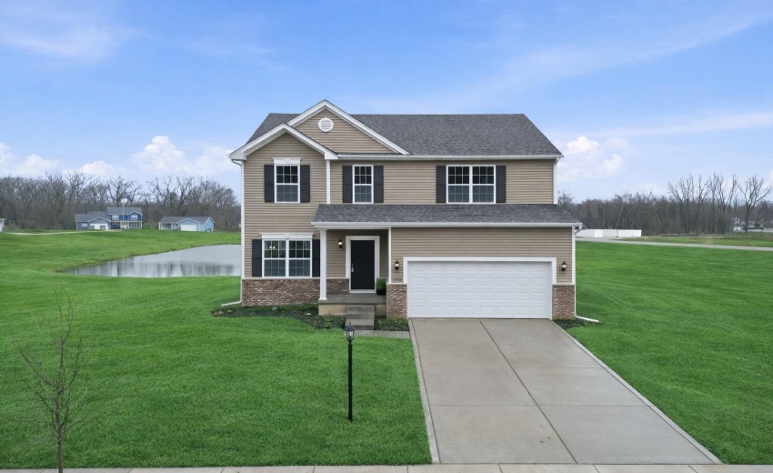 New suburban home with pond view