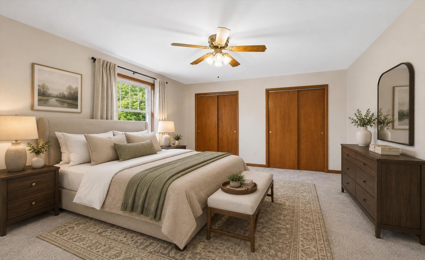 Virtually Staged Primary Bedroom