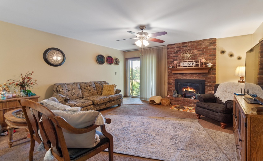 Spacious Living Room with Fireplace!