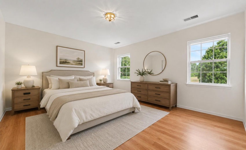 bedroom with different furniture