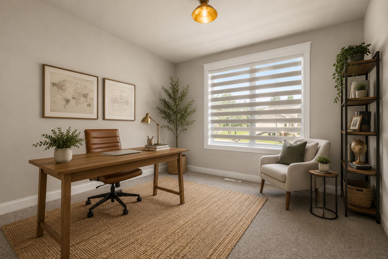 Warm Scandinavian Home Office Retreat