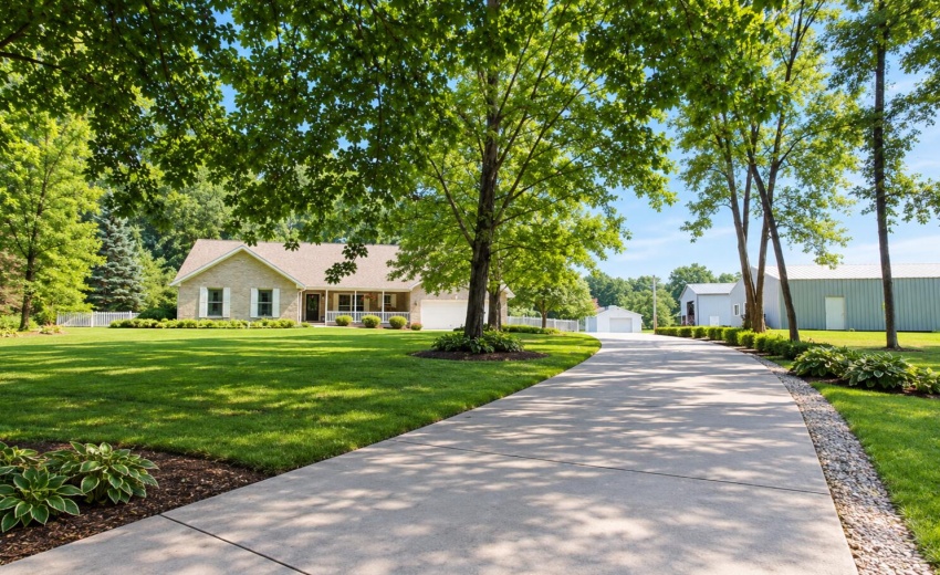 7901 a front of home with barns